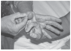 A black and white photo of two hands holding something.