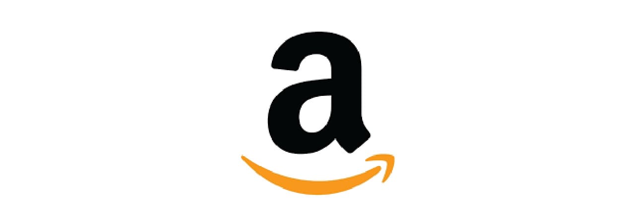An image of a black and white logo for amazon